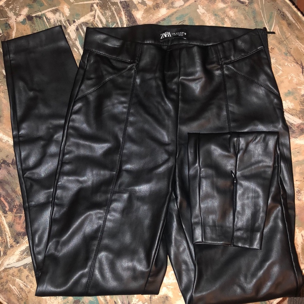 Faux leather pants.